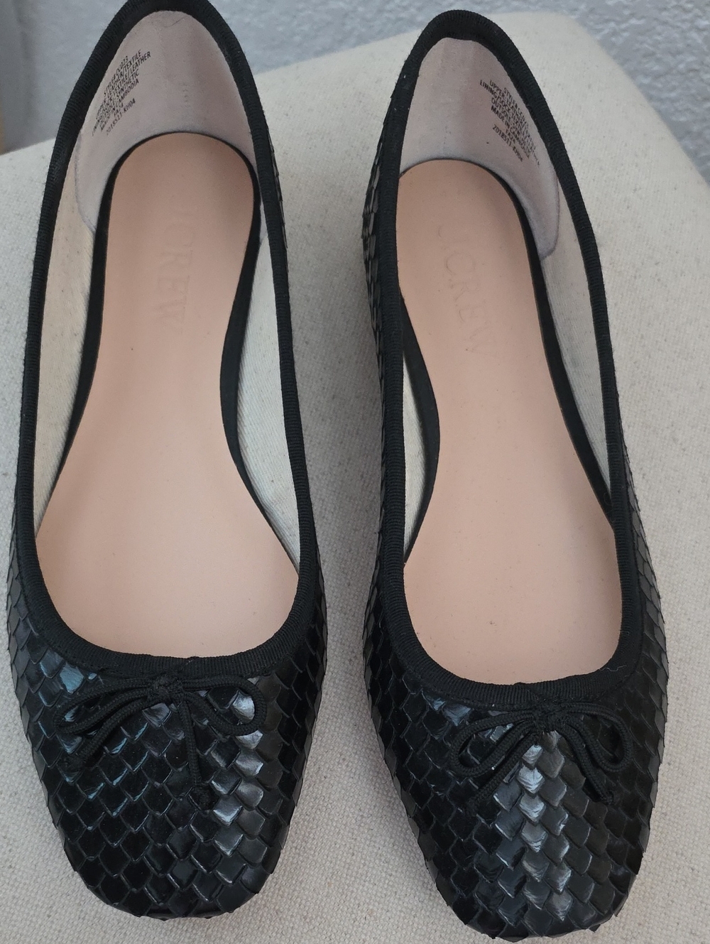 J. Crew Black Textured Bow Ballet Flats Sz. 7.5